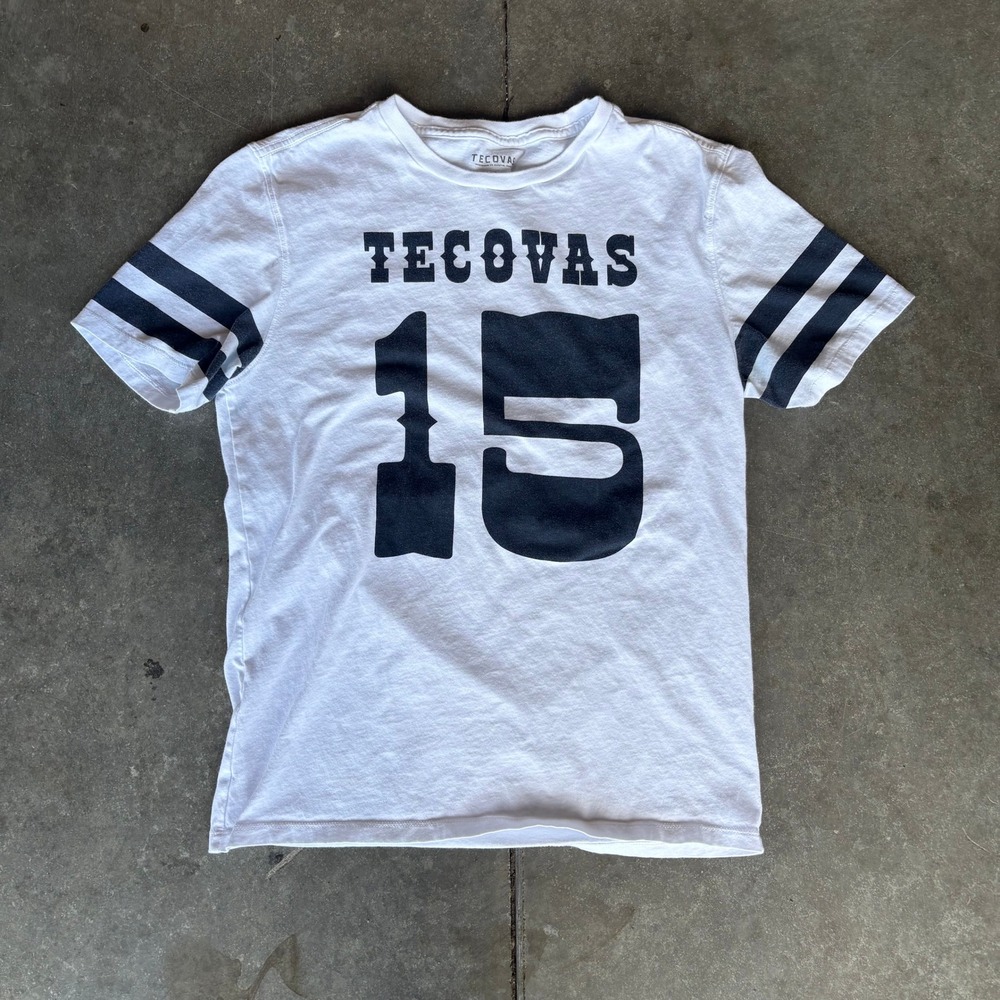 Tecovas Ringer Jersey T-Shirt Women's Small White Blue Western Cowgirl Sporty